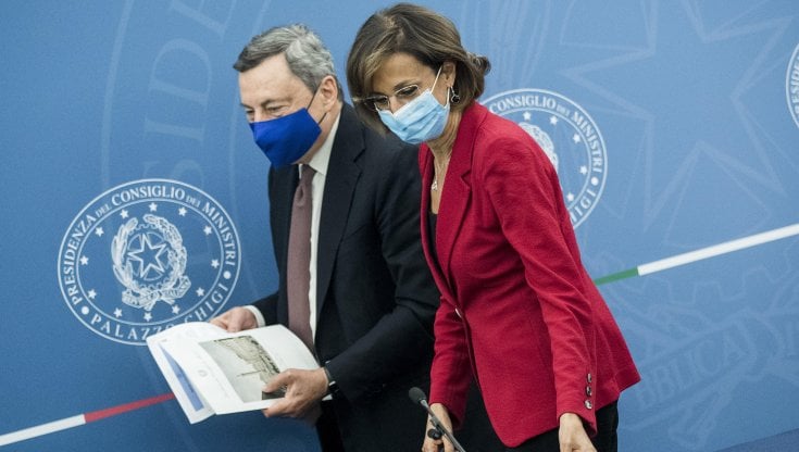 Il premier Mario Draghi e la ministra della Giustizia, Marta Cartabia