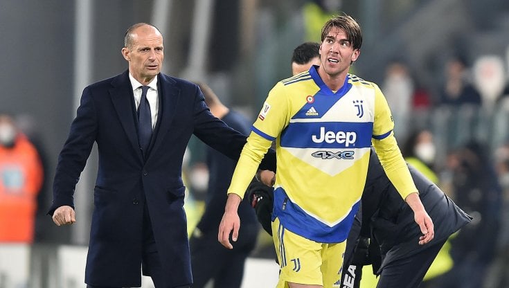 Massimiliano Allegri e Dusan Vlahovic