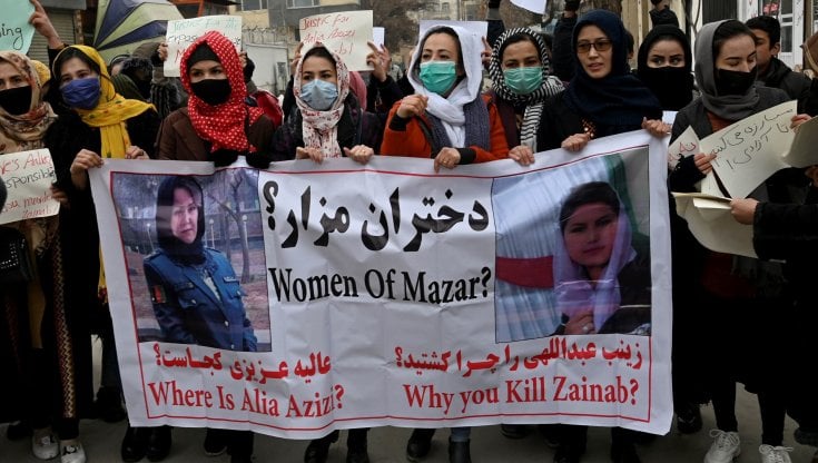Una protesta per i diritti delle donne a Kabul 