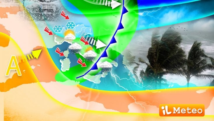 Previsioni meteo, vento, temporali e neve: è la coda della tempesta Eunice sull'Italia