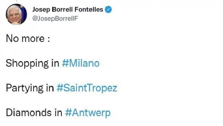 Il tweet di Borrell, poi rimosso dall'account