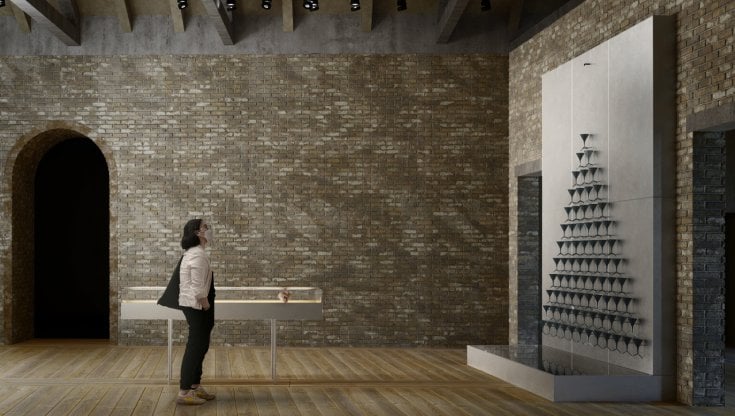 Un'immagine dell'installazione The Fountain of Exhaustion. Acqua alta, il progetto ucraino per la Biennale