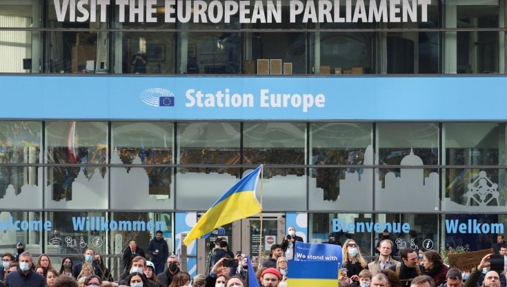 Manifestazione a favore dell'Ucraina a Bruxelles