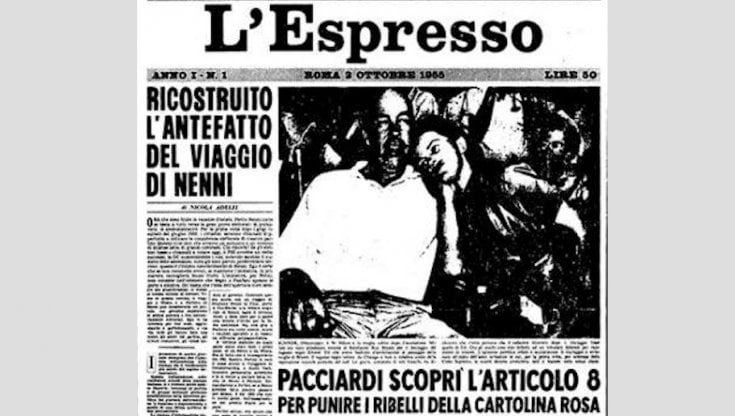 La copertina del primo numero dell'Espresso, datata 2 ottobre 1955