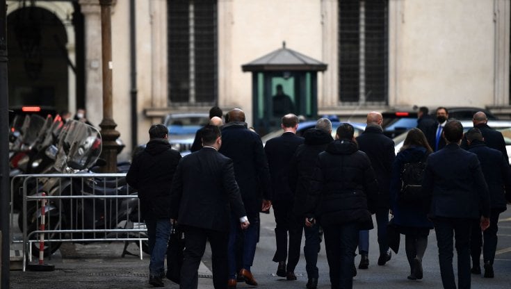 La delegazione Usa con il Consigliere per la sicurezza nazionale, Jake Sullivan, a Roma