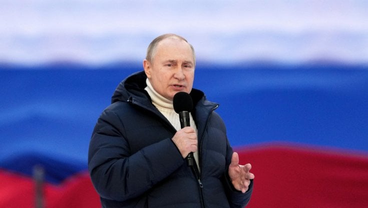 Vladimir Putin durante il suo discorso alla nazione il 18 marzo 2022