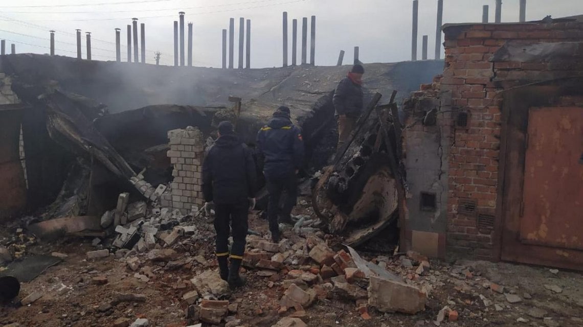 Un edificio bombardato a Chernihiv