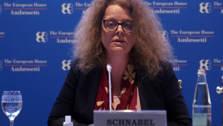 Il membro del board della Banca Centrale Europea Isabel Schnabel al  forum Ambrosetti