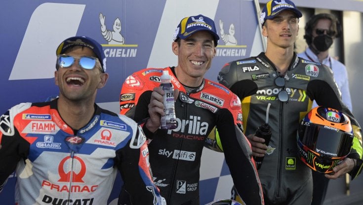 Aleix Espargaro con Jorge Martin e Luca Marini