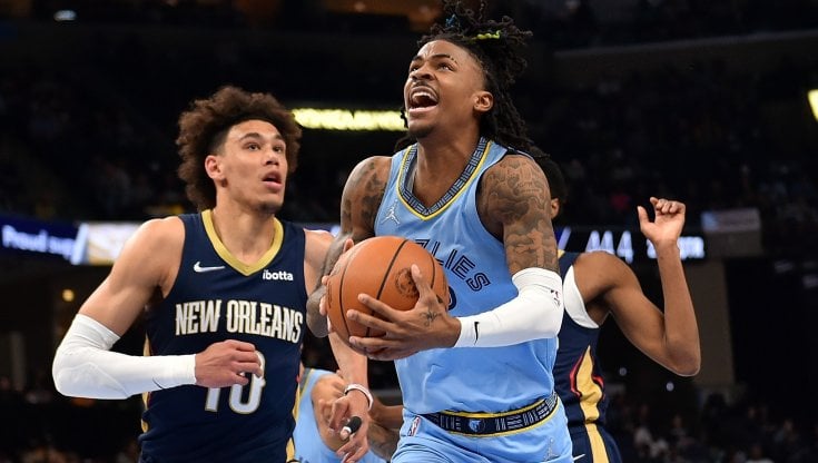 Ja Morant (Memphis) durante il match contro New Orleans dello scorso 9 aprile