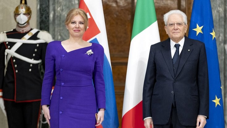 Il presidente della Repubblica Sergio Mattarella e l'omologa Slovacca Zuzana Caputova