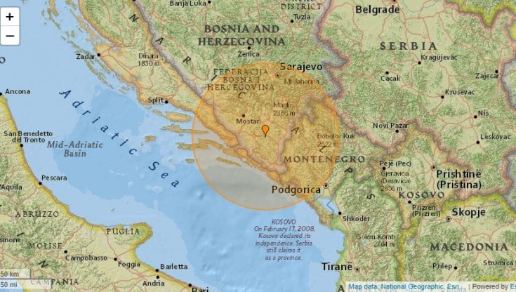 Terremoto in Bosnia 5.7, sentito anche in Italia. Un morto e danni a Mostar