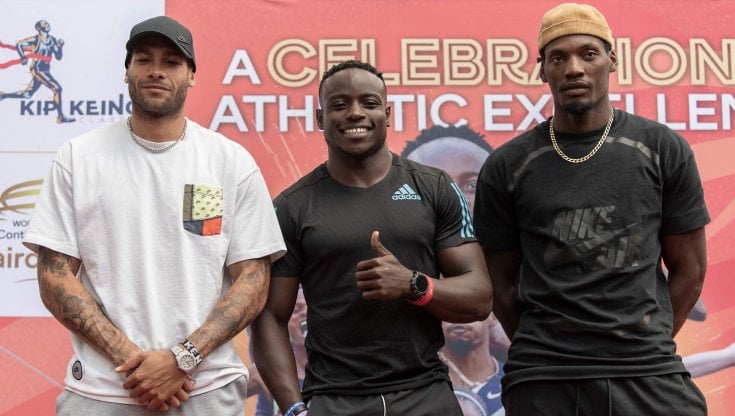 Da sinistra: Jacobs, Omanyala e Kerley