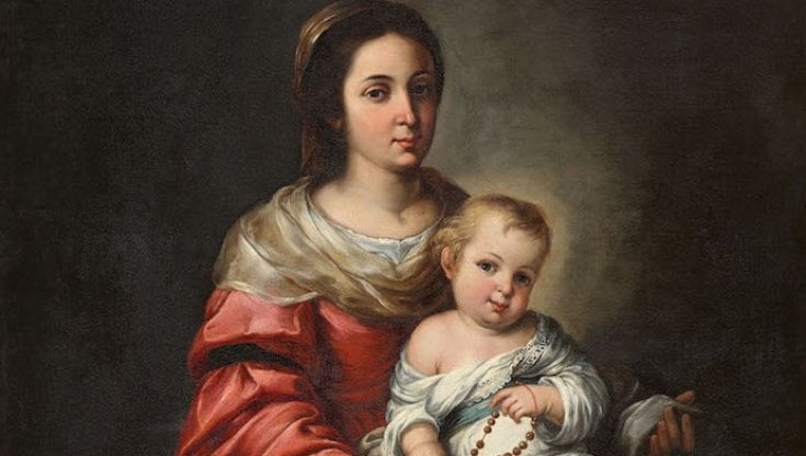 Bartolom&eacute; Esteban Murillo, Madonna del Rosario (dettaglio), ca.1645/50. Courtesy: Lempertz