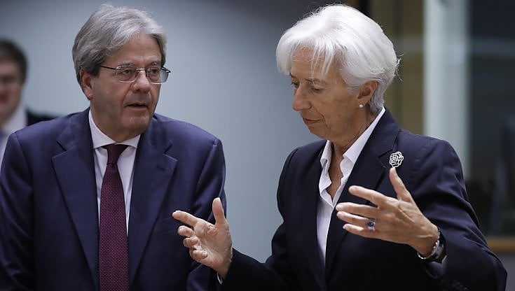 Il Commissario europeo all'Economia Paolo Gentiloni e la presidente della Banca Centrale Europea Christine Lagarde