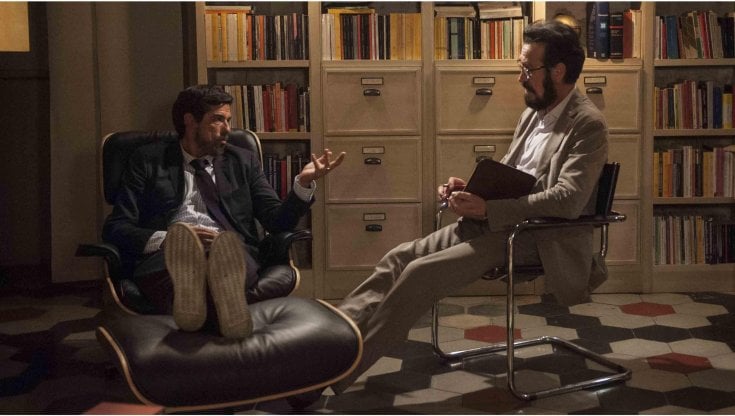 Una scena&nbsp;di Tutta colpa di Freud (2014), con Alessandro Gassmann e Marco Giallini (Ansa)
