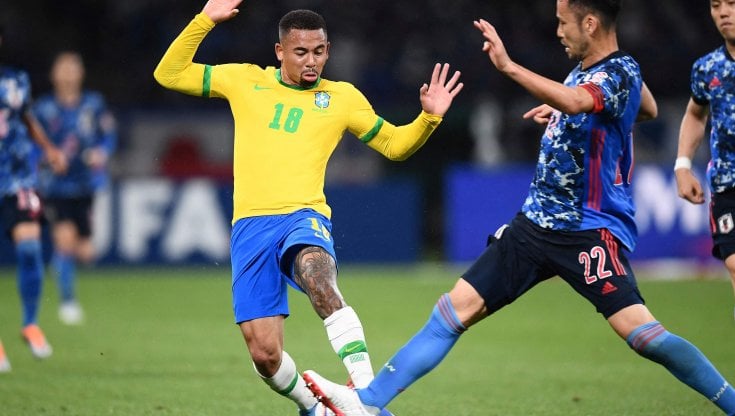 Gabriel Jesus durante l'amichevole tra il Brasile e il Giappone
