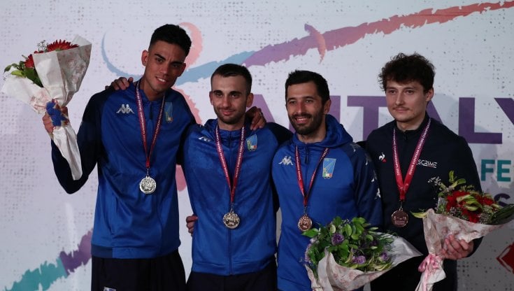 Il podio tutto azzurro del fioretto