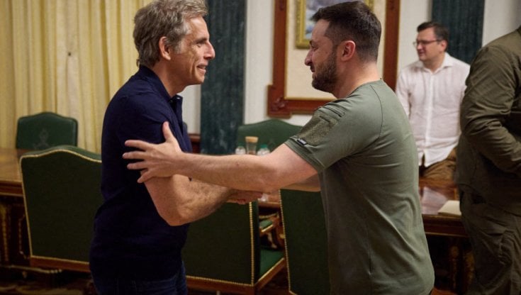 Il presidente dell'Ucraina, Volodymyr Zelensky, incontra l'attore americano Ben Stiller
