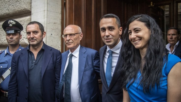 Di Maio con la nuova squadra: da sinistra Spadafora, Di Nicola e Di Stasio
