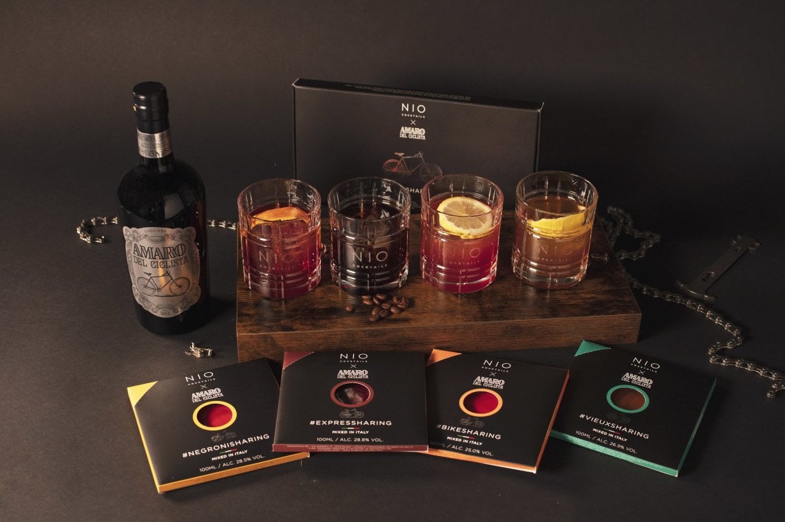 Sono quattro i drink in edizione limitata, firmati Pistolesi, che celebrano la collaborazione tra Nio Cocktails e Amaro del ciclista