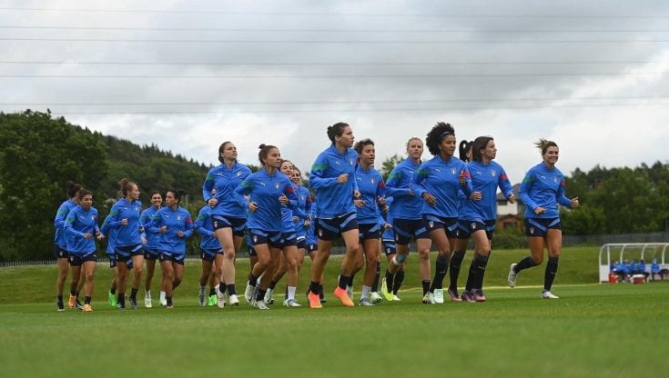 Le azzurre in allenamento