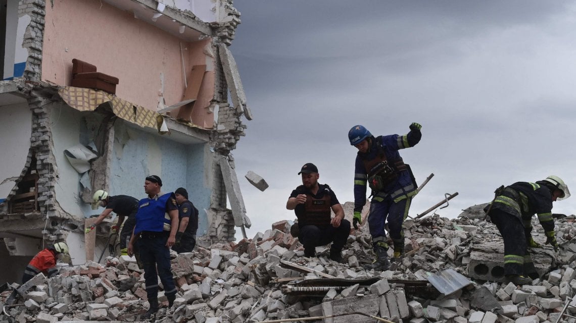 La distruzione causata dal bombardamento russo a Chasiv Yar, nel Donbass