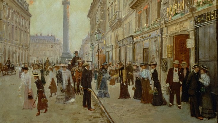 Le sarte escono dal lavoro alla Maison de Mode Paquin di Parigi, un dipinto dell&rsquo;Ottocento francese (Getty Images)