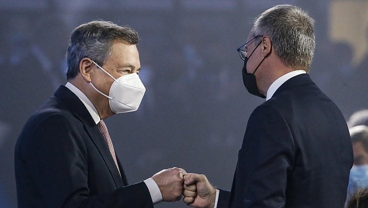 Il premier Draghi e il presidente di Confindustria Carlo Bonomi