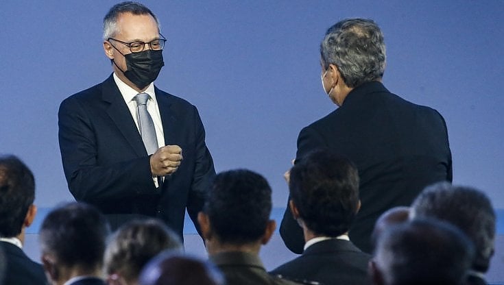 Il presidente di Confindustria Carlo Bonomi e il premier Mario Draghi
