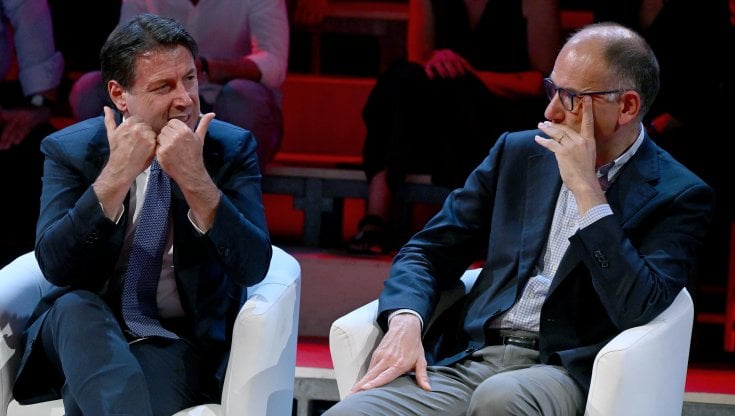 Il presidente del M5S Giuseppe Conte e il segretario del Pd, Enrico Letta&nbsp;