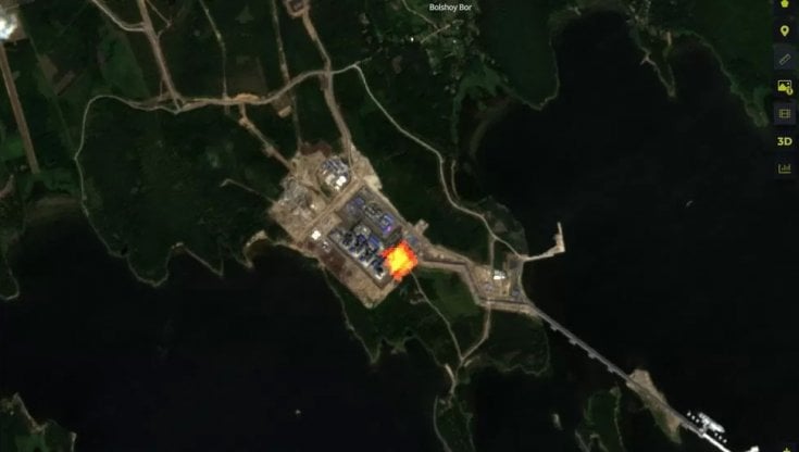 Una rilevazione satellitare della fiammata di gas (Copernicus Sentinel/Sentinel Hub/Pierre Markus)