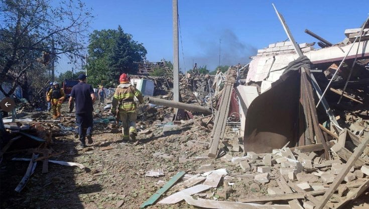 Un'immagine dell'attacco missilistico alla stazione di Chaplyne, in Ucraina il 25 agosto 2022