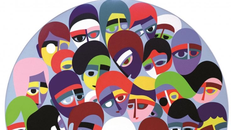 We the Peoples (acrilico su tavola, 1984) dell&rsquo;artista Ron Waddams &nbsp;