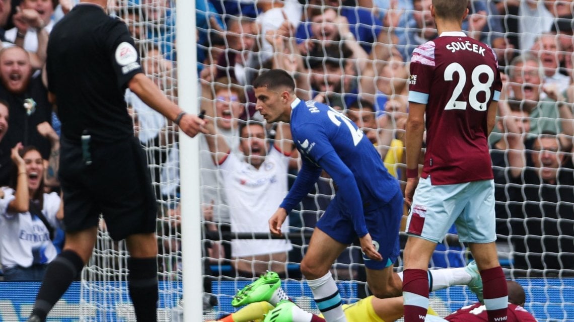 Chelsea-West Ham: Havertz esulta dopo il gol
