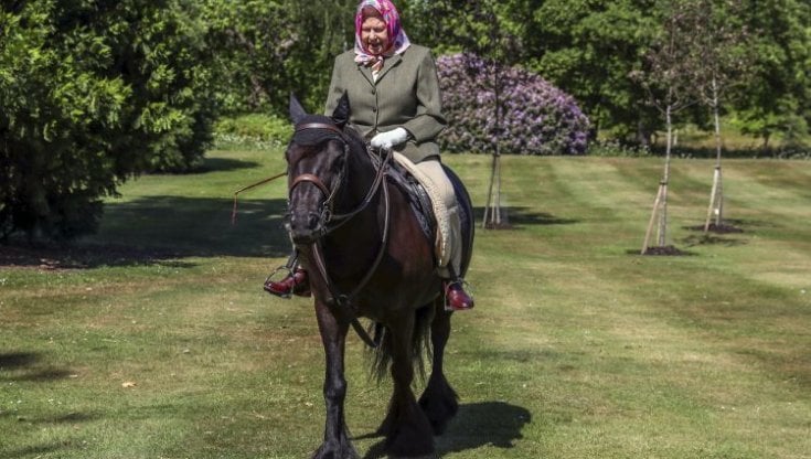 La regina Elisabetta II a cavallo
