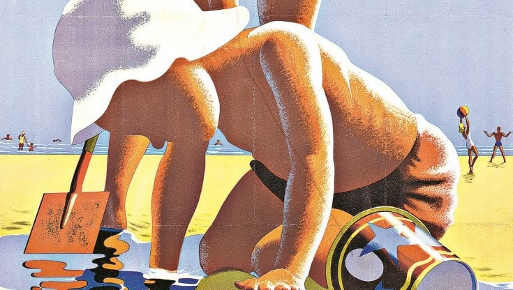 Litografia a colori di Ronald Brett per un poster pubblicitario della British Railways, anni '30