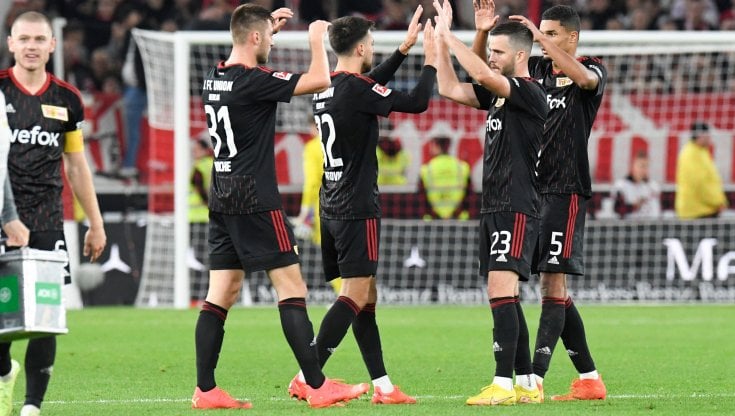 I giocatori dell'Union Berlino, in testa alla Bundesliga