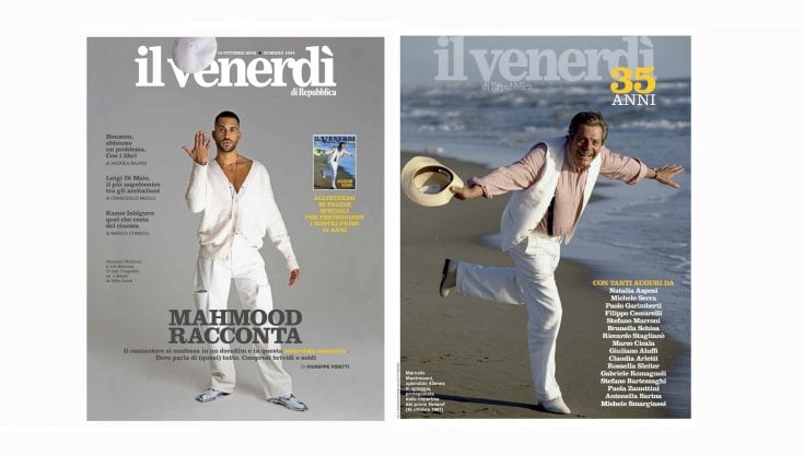 La copertina del numero del Venerd&igrave; in edicola, con Mahmood fotografato da Attilio Cusani, e quella dello Speciale 35 anni che troverete al suo interno. Protagonista, Marcello Mastroianni che compariva sulla copertina del primo numero, 35 anni fa