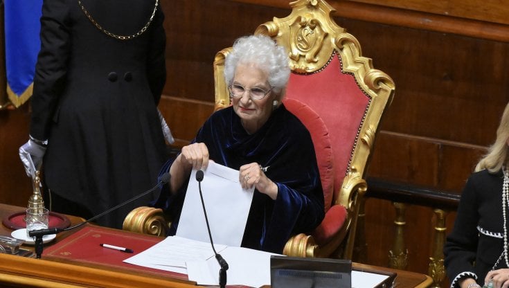 La senatrice Liliana Segre durante la prima seduta al Senato della XIX legislatura