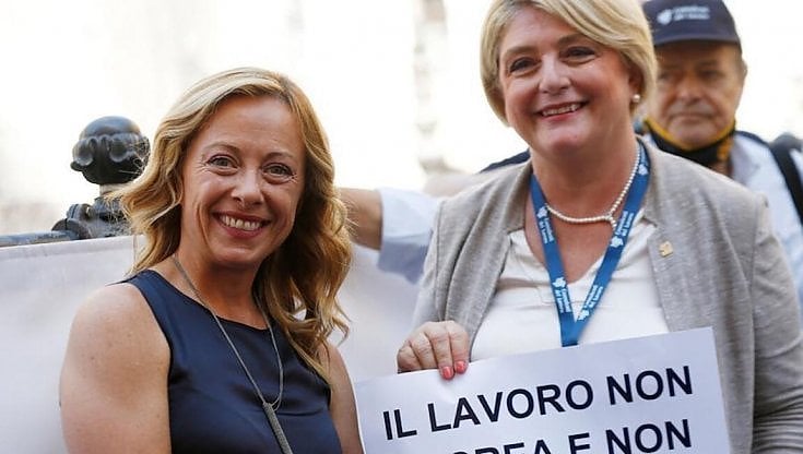 Giorgia Meloni (a sinistra) con Marina Calderone
