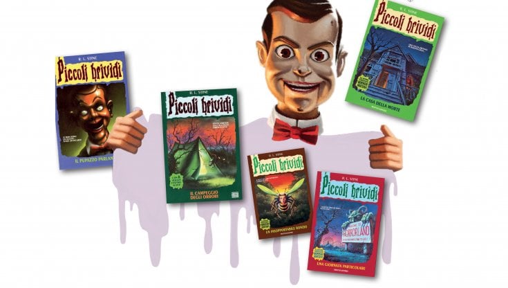Il pupazzo cattivo Slappy, diventato popolarissimo fra i bambini, mostra alcuni libri della serie horror Piccoli brividi