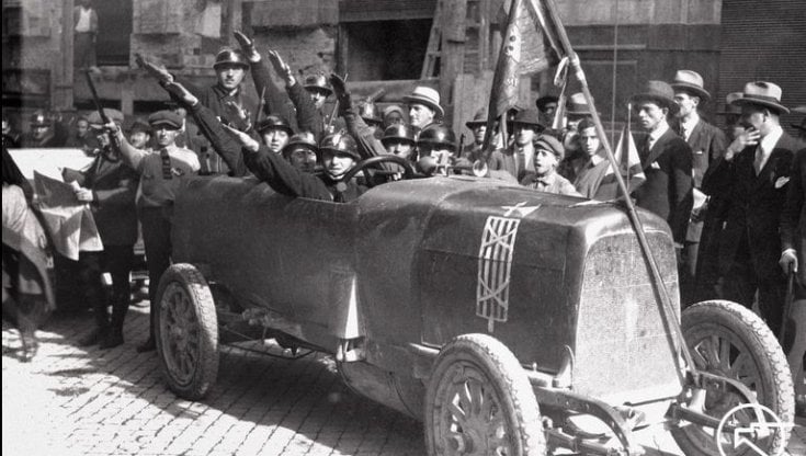 Uno scatto d'epoca della Marcia su Roma, 28 ottobre 1922