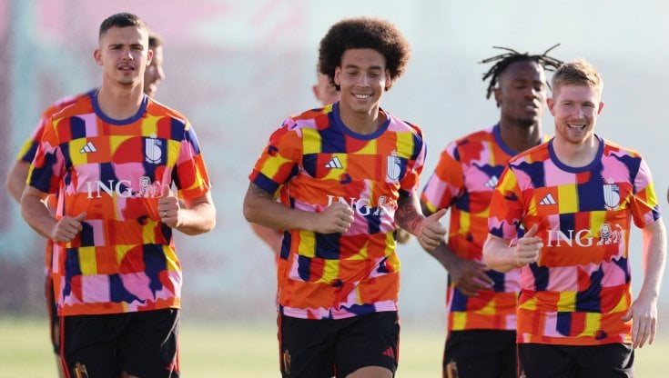 I giocatori del Belgio in allenamento
