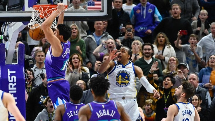 Fontecchio segna il canestro della vittoria di Utah contro Golden State