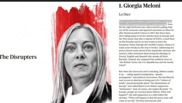 Giorgia Meloni è 'La Duce' nella classifica di Politico, prima dei 'cattivi' d'Europa