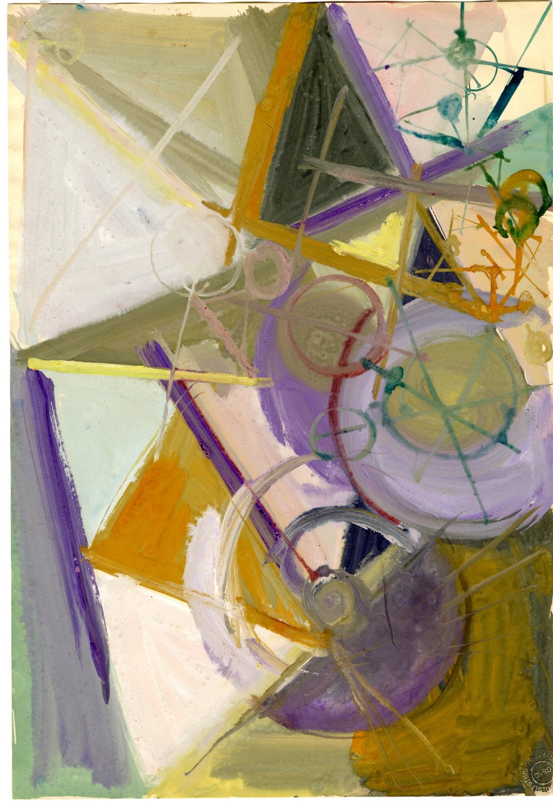 Composizione astratta, 1947. Tempera su carta di Ettore Sottsass jr, CSAC, universit&agrave; di Parma