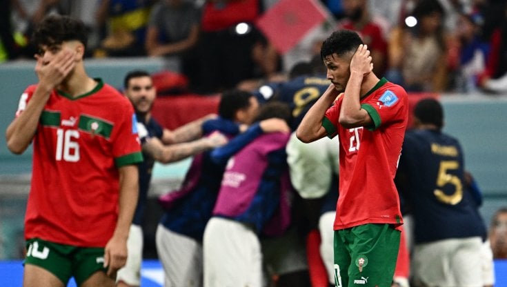 I giocatori della Francia esultano dopo il gol del 2 a 0