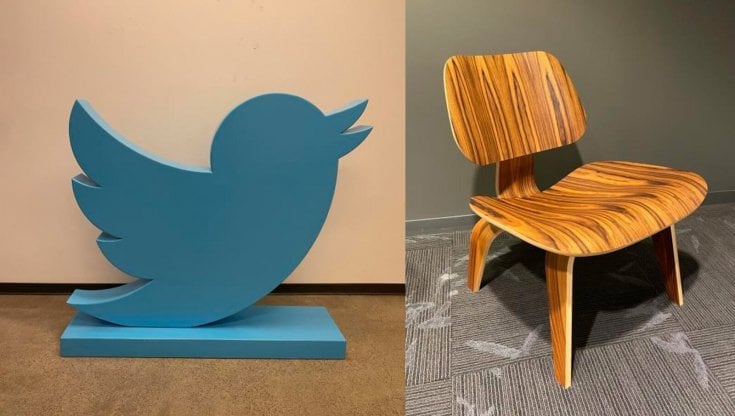 Twitter, ora Musk svende mobili e arredi del quartier generale. Dai 25 a 1.200 dollari, all'asta uccellini di legno e forni elettrici