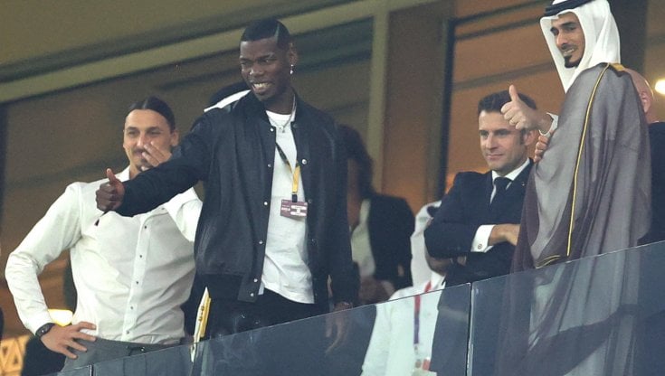 Pogba sugli spalti del Lusail Stadium per la finale del mondiale